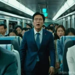 반도 와 부산행 비교 - **"Train to Busan: Human Resolve Amidst Confined Chaos"**
A high-angle, cinematic shot capturing...